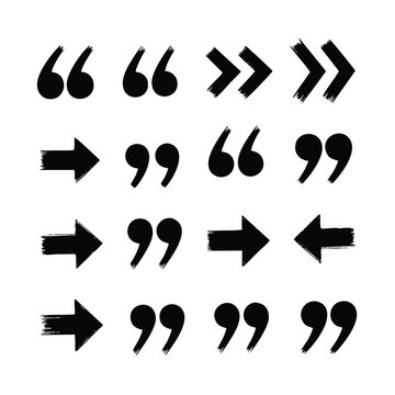 Brushstroke Quotation Marks And Arrow Symbols Set.