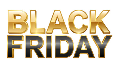 Luxurious and shiny golden 3d text spelling out black friday with a dark background perfect for promotional advertising and sales events