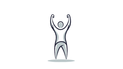Stylized figure with arms raised in celebration