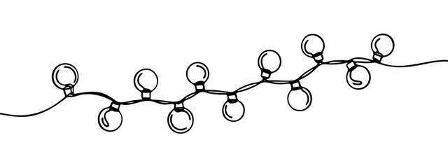 Fototapeta premium Hand-drawn string of lights in a minimalist style on white background — stock illustration.