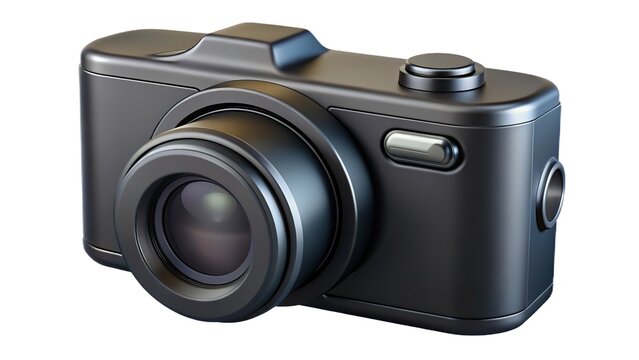 black digital camera isolated on a white background