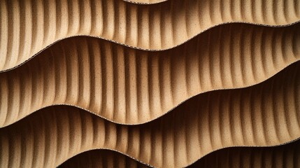 Corrugated cardboard texture seamless brown kraft paper background with wavy ridged patterns natural fiber details overhead view eco-friendly surface