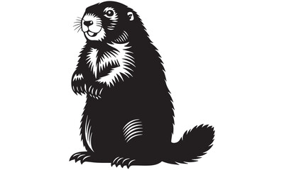 Groundhog Silhouette Vector | Marmot Animal Illustration & Wildlife Art Design