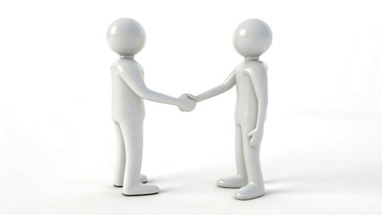 business deal two 3d minimal white humans shaking hands