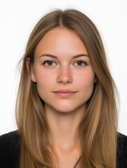 Young woman with long hair posing and looking at the camera  