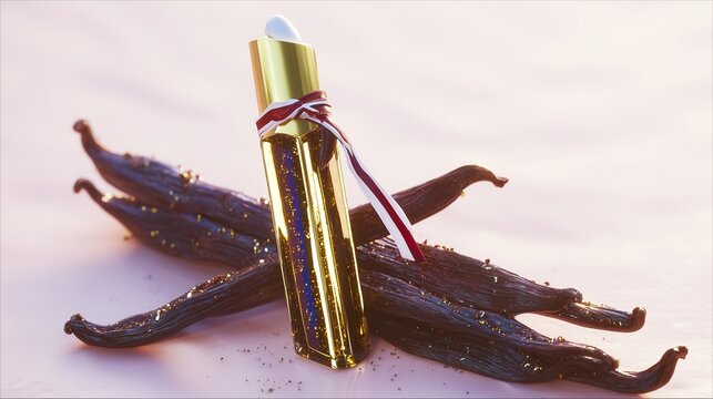 Vanilla fragrance oil vibrant colors soft lighting hyper real