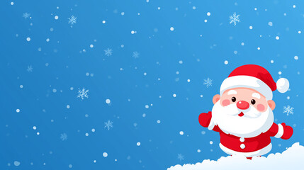 cheerful Santa Claus banner with snowy background, ideal for Christmas website headers, kids' holiday event promotions, festive greeting cards, digital ads, and seasonal winter designs