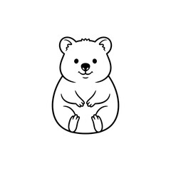 A minimalist black line drawing of a quokka isolated on transparent background