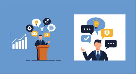 Businessmen presenting ideas and strategies in a professional setting.