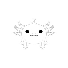 Naklejka premium A minimalist black line drawing of an axolotl isolated on transparent background