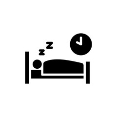 Bed With Sleep Zzz Solid Icon. Rest, Relaxation, And Sleep Tracking Silhouette Symbol. Nighttime, Sleep Quality, And Comfort Representation. Isolated Vector Illustration.