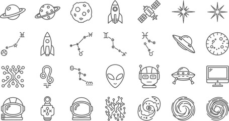 Fototapeta premium Space and Science Icons Set