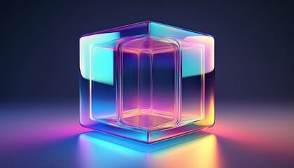 futuristic 3d square form with holographic gradient surface