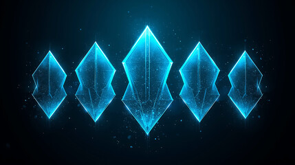 Abstract glowing blue crystals floating in dark space fantasy and futuristic design