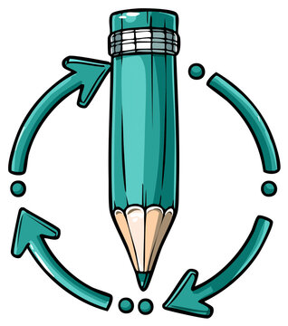 Pencil with Circular Arrows Emphasizing Process and Creative Workflow in Education