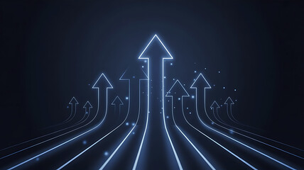 Futuristic Glowing Arrows Ascending as a Concept of Business Growth and Achievement