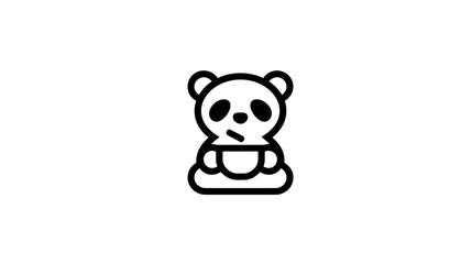 Fototapeta premium Adorable Minimalist Black and White Panda Bear Outline Icon. Simple Vector Graphic Illustration for Web and App Design.