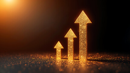 Golden Arrows Showcasing Growth and Success on a Dark Backdrop Sparking Ambition and Achievement