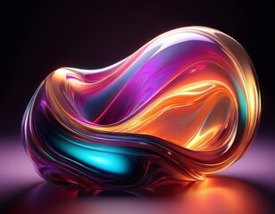 luminous 3d irregular shape with a vibrant fluid finish