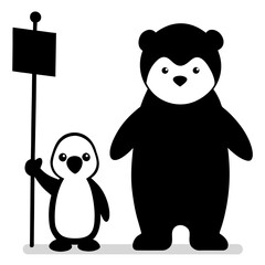 panda bear with blank sign