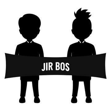 Black banner with jir bos text in a stylized font isolated on transparent background isolated on white background silhouette