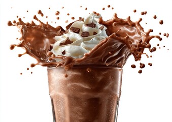 Chocolate milkshake with cream and splash whipped cream