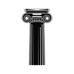 Black Ionic column with volutes and fluted shaft ancient Greece architecture