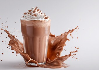 Chocolate milkshake with whipped cream and splash chocolate splash