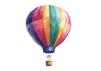 Colorful hot air balloon watercolor illustration white background