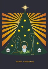 Composition with Holy Family and Christmas inscription