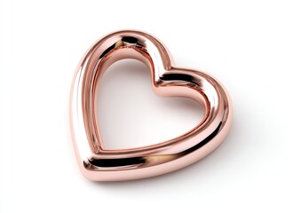 Rose gold heart icon 3d render isolated on white copper