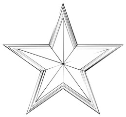 Stylized five pointed star outline with abstract geometric lines a modern graphic symbol element