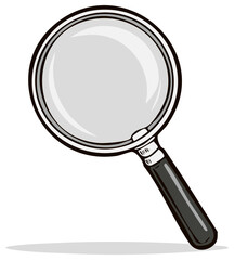 Cartoon Illustration of a Magnifying Glass Tool for Investigation and Searches