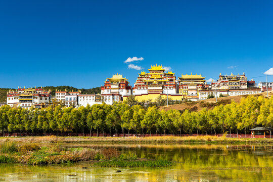 Beautiful landscape of Songzanlin Monastery, Yunnan, China.
