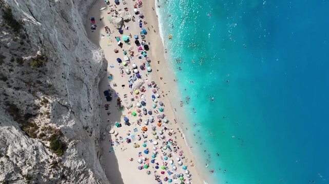 Porto Katsiki Beach aerial view in Lefkada island Greece