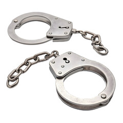 Metal handcuffs isolated on transparent background used by law enforcement agencies