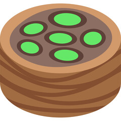 Isometric Turkish Delight Sweet In A Wooden Bowl With Green Pistachios On Top And Transparent Background