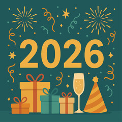 Trendy 2026 New Year Celebration Vector Illustration with Festive Themes and Patterns for a Joyful Start