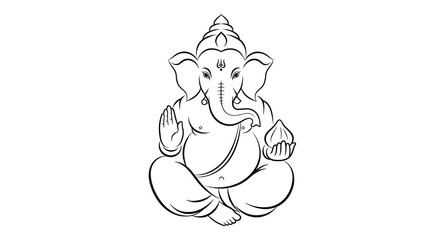 Vector-style Lord ganesha drawings with intricate ornaments and detailed headgear.
