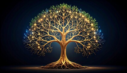 Geometric interconnected tree branches forming a symbolic tree of life