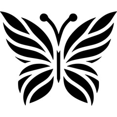 Elegant Butterfly Silhouette: A sleek, minimalist rendering of a butterfly, showcasing its delicate wings and antenna in a striking monochromatic design. 