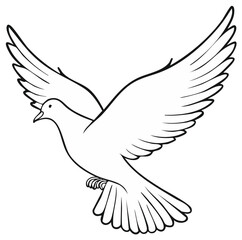 Fototapeta premium Graceful white dove soaring with open wings a simple elegant line art illustration