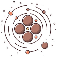 Abstract Atomic Model Orbiting Particles Scientific Concept Illustration