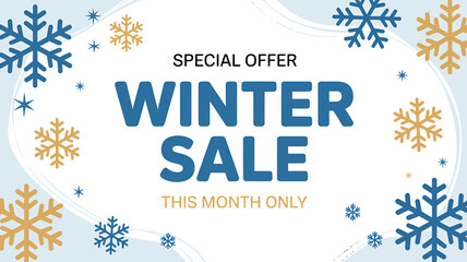 Winter sale special offer banner with snowflakes and cold theme