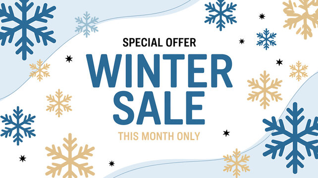 Winter sale special offer banner design with winter snowflakes