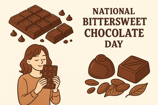 National Bittersweet Chocolate Day Illustration Set