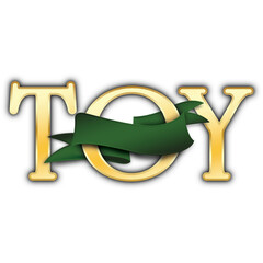 Green & Gold Toy Text Wording Typography Christmas Holiday Transparent PNG