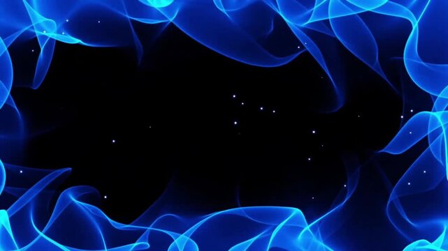 Abstract blue glowing fire frame background magic smoke energy border seamless loop