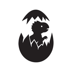 Baby Dinosaur Hatching Silhouette – Prehistoric Vector for Kids, Education, and Creative Design