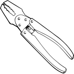 Linear crimping pliers in black and white style for electrical work